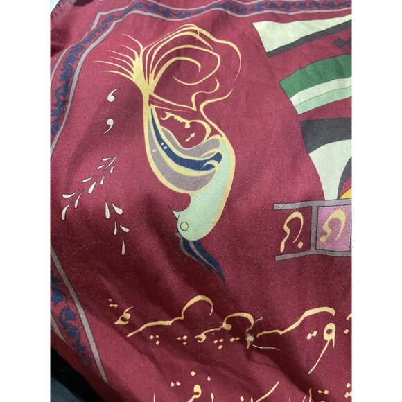 Vintage Macho Maroon Printed Scarf With Abstract & Calligraphy Design - Picture 5 of 7